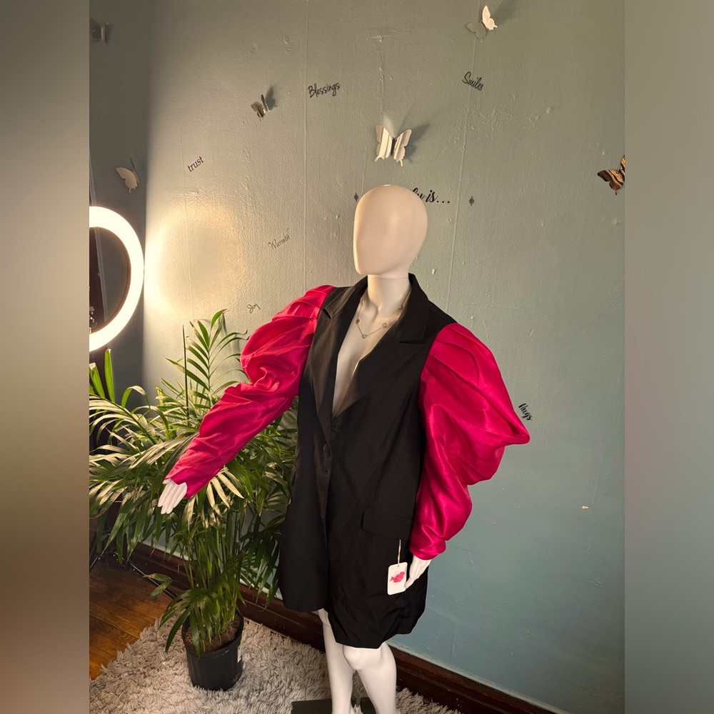 Peacock black tailored coat dress